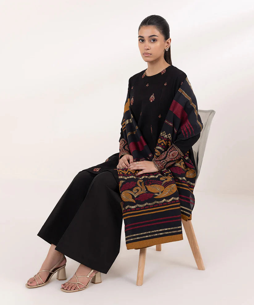 SAPPHIRE- 3PC LAWN EMBROIDERED SHIRT WITH MONARK PRINT DUPATTA AND TROUSER