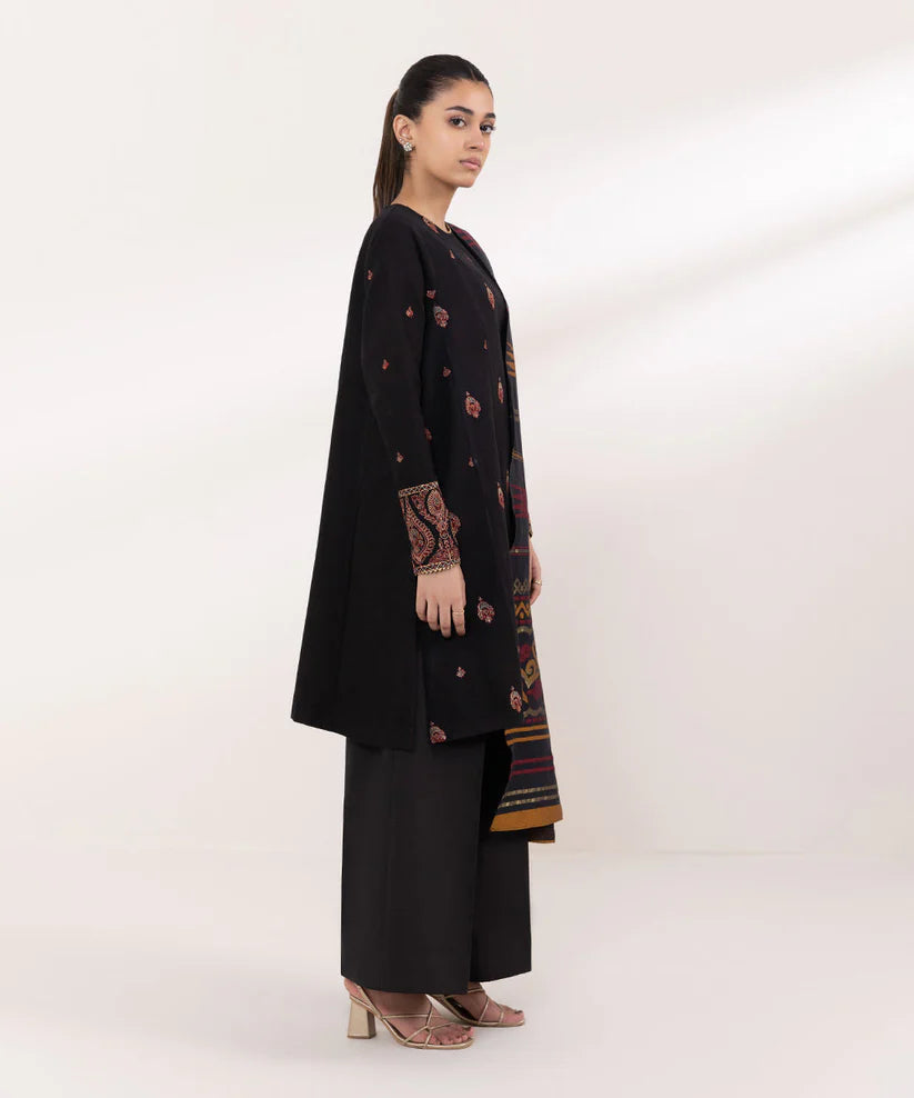 SAPPHIRE- 3PC LAWN EMBROIDERED SHIRT WITH MONARK PRINT DUPATTA AND TROUSER