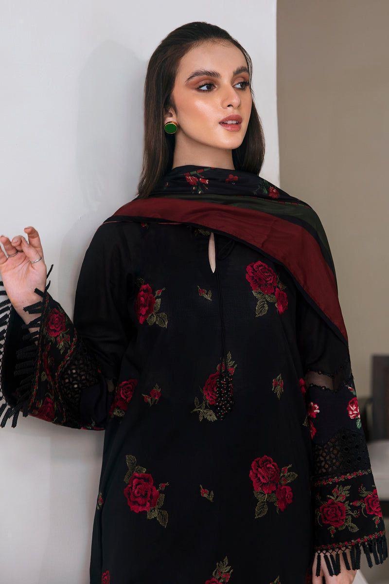 BAROQUE - 3PC LAWN EMBROIDERED SHIRT WITH MANAAR PRINTED DUPATTA AND TROUSER