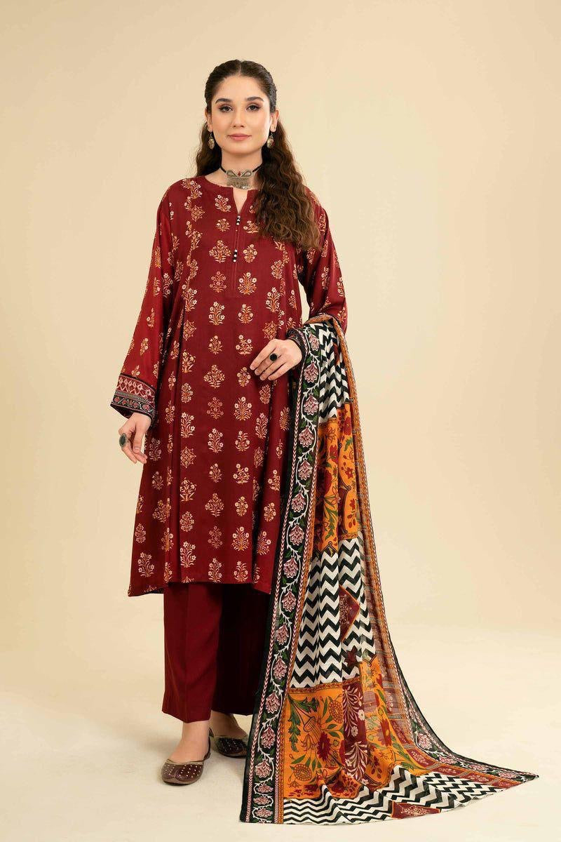 NISHAT - 3PC LAWN EMBROIDERED SHIRT WITH MANAAR PRINTED DUPATTA AND TROUSER