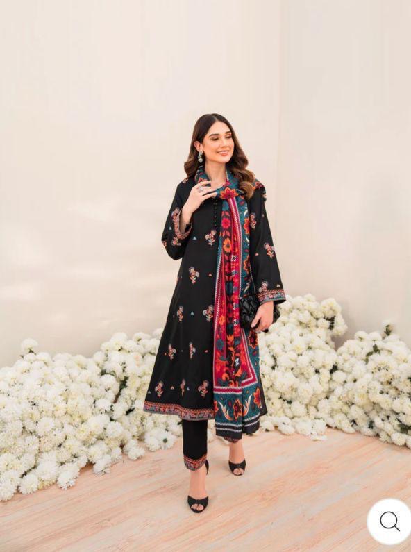 ZARA SHAHJAHAN.3PC LAWN EMBROIDERED SHIRT WITH MONARK PRINT DUPATTA AND TROUSER