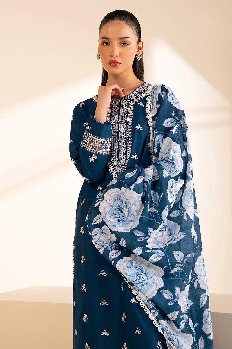 CROSS STITCH - 3PC LAWN EMBROIDERED SHIRT WITH MONARK PRINT DUPATTA AND TROUSER