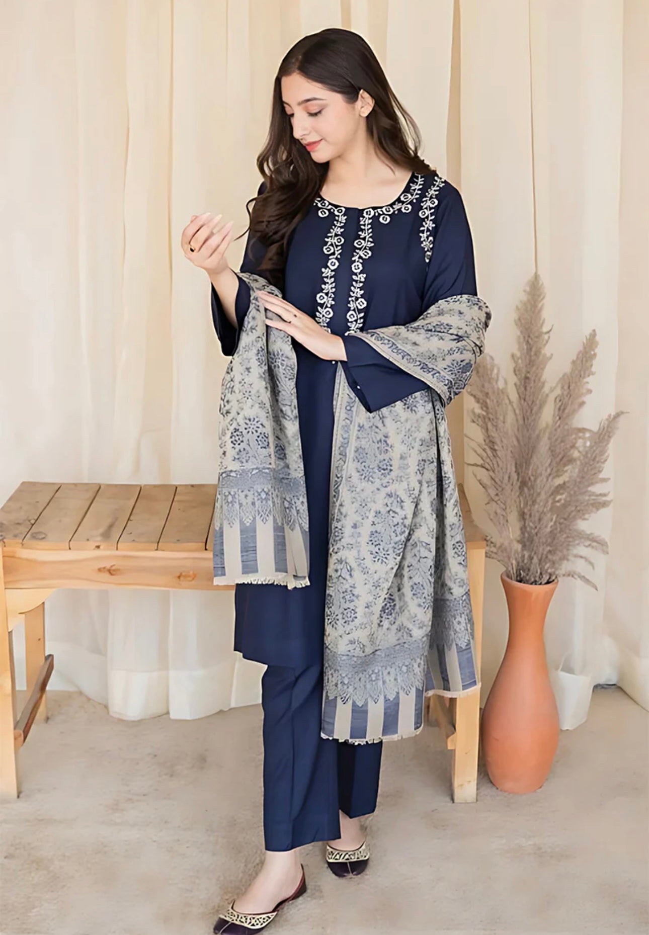 AISLING - 3PC LAWN EMBROIDERED SHIRT WITH MANAAR PRINTED DUPATTA AND TROUSER