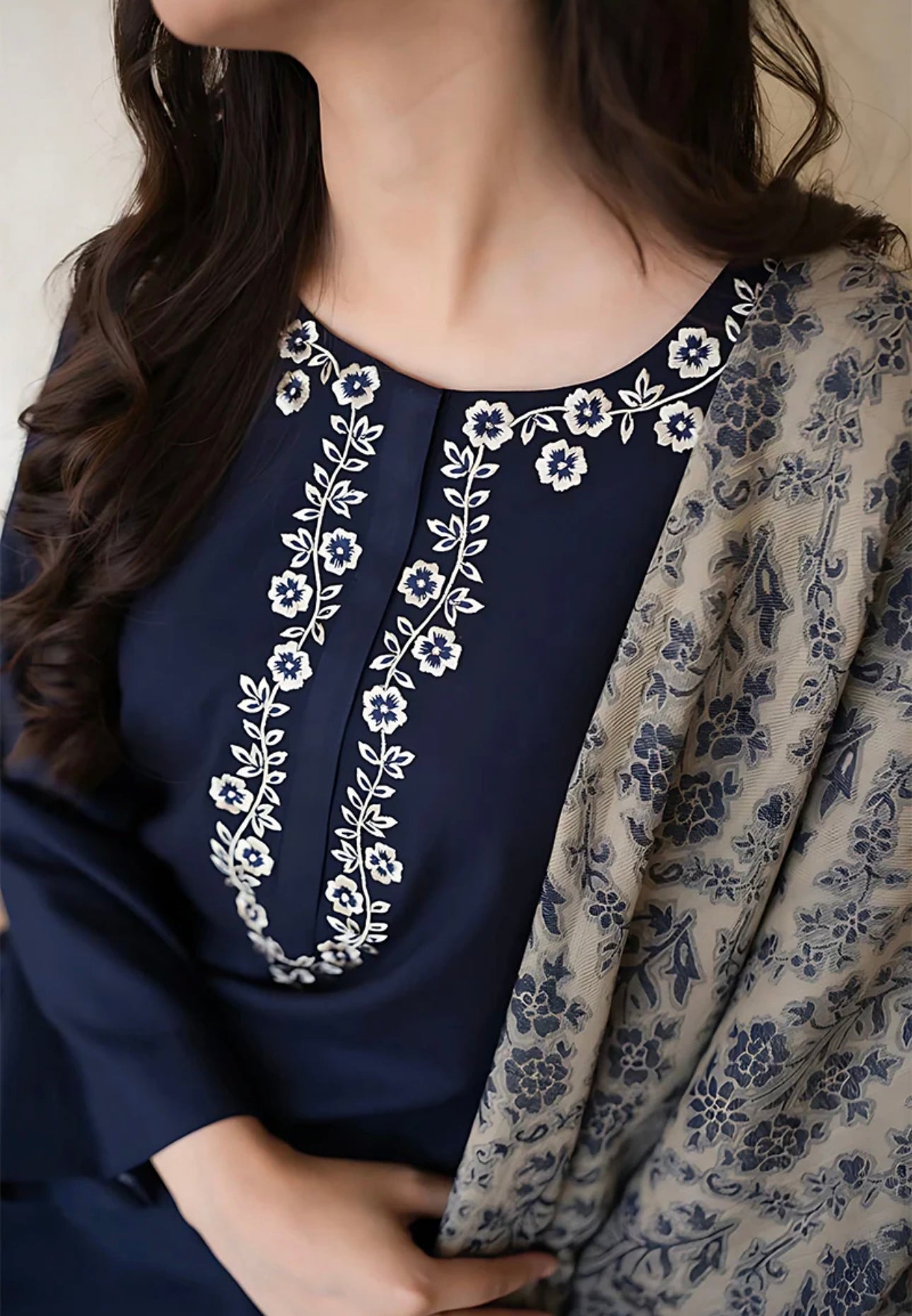 AISLING - 3PC LAWN EMBROIDERED SHIRT WITH MANAAR PRINTED DUPATTA AND TROUSER