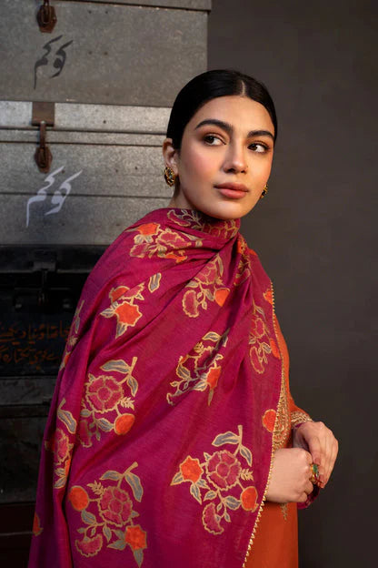 ZARA SHAHJAHAN.3PC LAWN EMBROIDERED SHIRT WITH MONARK PRINT DUPATTA AND TROUSER