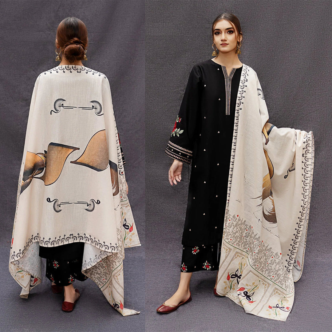 URGE - 3PC LAWN EMBROIDERED SHIRT WITH MANAAR PRINTED DUPATTA AND TROUSER