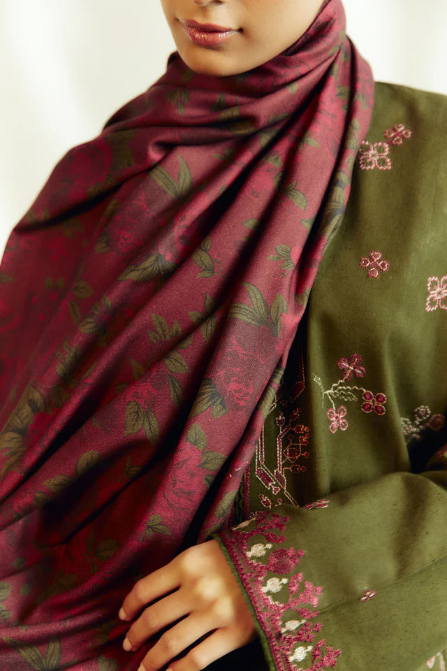 ZARA SHAHJAHAN.3PC LAWN EMBROIDERED SHIRT WITH MONARK PRINT DUPATTA AND TROUSER