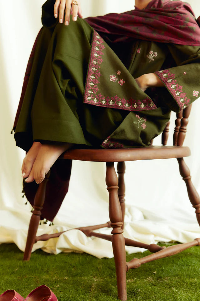 ZARA SHAHJAHAN.3PC LAWN EMBROIDERED SHIRT WITH MONARK PRINT DUPATTA AND TROUSER