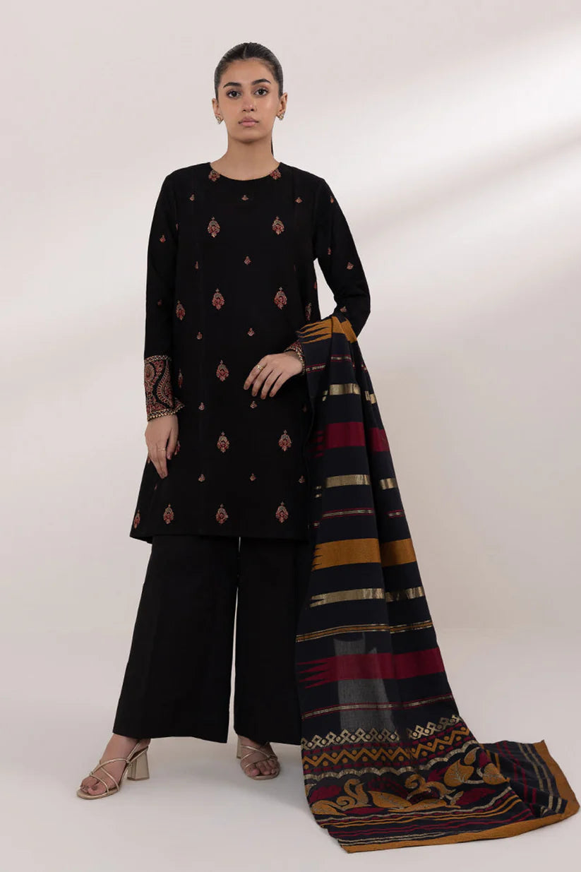 SAPPHIRE- 3PC LAWN EMBROIDERED SHIRT WITH MONARK PRINT DUPATTA AND TROUSER