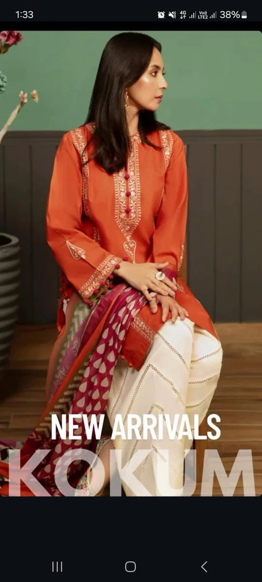 KOKUM DHANAK 3PC | EMBROIDERY | D#3298