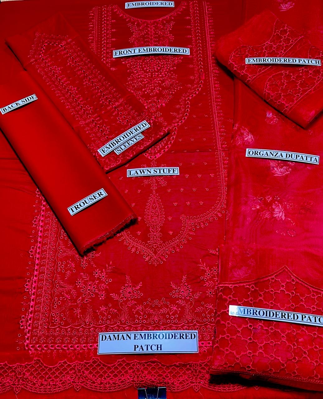 QALAMKAR LUXURY LAWN RED MB-2505
