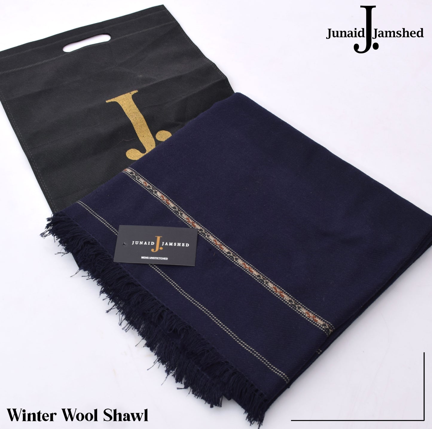 J. GENTS WOOL SHAWL NAVY BLUE