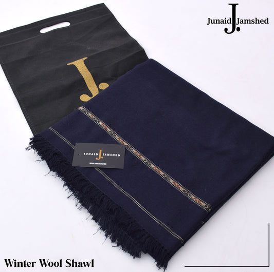 J. GENTS WOOL SHAWL NAVY BLUE