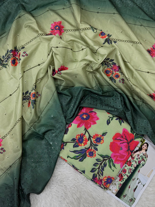 PEACH LTHR PRINTED 3-PC EMBRDRD DUPATTA WINTER UNSTITCHED (D-28)