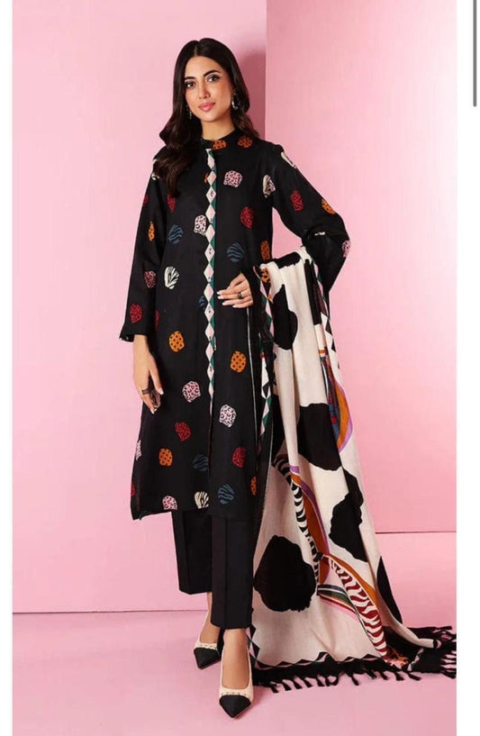 ZARA SHAHJAHAN.3PC LAWN EMBROIDERED SHIRT WITH MONARK PRINT DUPATTA AND TROUSER