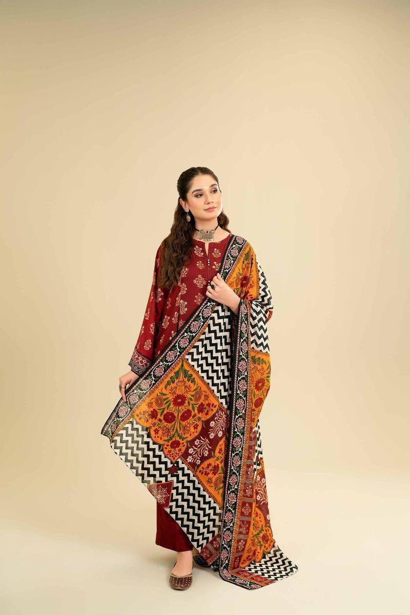 NISHAT - 3PC LAWN EMBROIDERED SHIRT WITH MANAAR PRINTED DUPATTA AND TROUSER