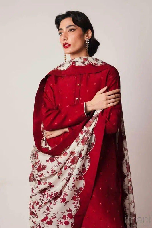 NISHAT - 3PC LAWN EMBROIDERED SHIRT WITH MANAAR PRINTED DUPATTA AND TROUSER