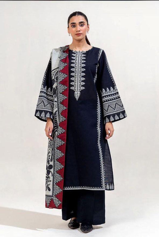 SOBIA NAZIR - 3PC LAWN EMBROIDERED SHIRT WITH MANAAR PRINTED DUPATTA AND TROUSER