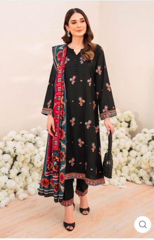 ZARA SHAHJAHAN.3PC LAWN EMBROIDERED SHIRT WITH MONARK PRINT DUPATTA AND TROUSER