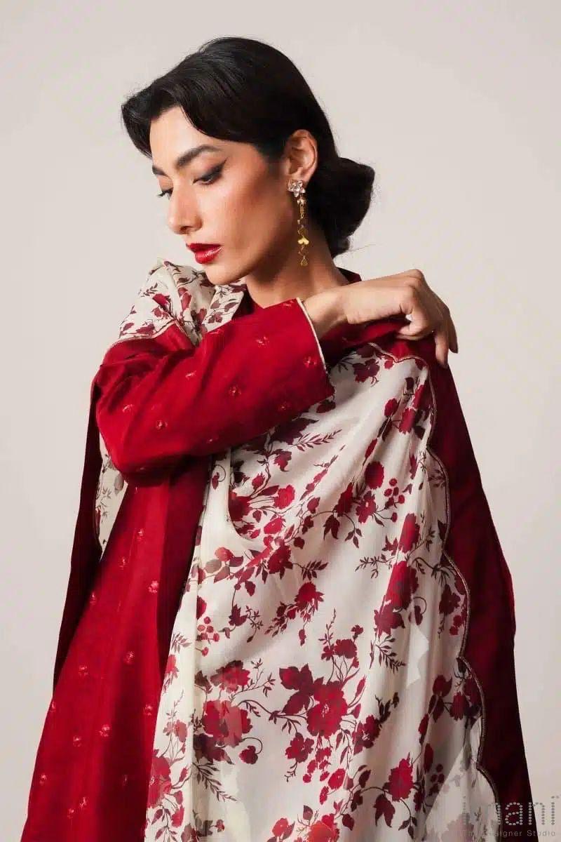 NISHAT - 3PC LAWN EMBROIDERED SHIRT WITH MANAAR PRINTED DUPATTA AND TROUSER