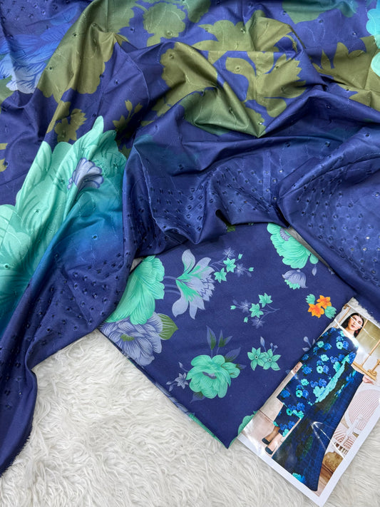 PEACH LTHR PRINTED 3-PC EMBRDRD DUPATTA WINTER UNSTITCHED (D-25)