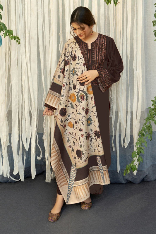 URGE - 3PC LAWN EMBROIDERED SHIRT WITH MANAAR PRINTED DUPATTA AND TROUSER