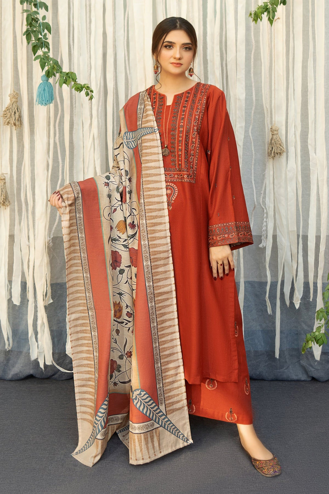 AISLING - 3PC LAWN EMBROIDERED SHIRT WITH MANAAR PRINTED DUPATTA AND TROUSER